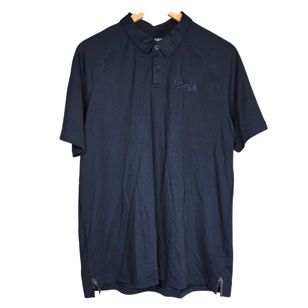 Rhone Delta Pique Polo Shirt Mens Large Navy Blue LPGA Embroidered 101346